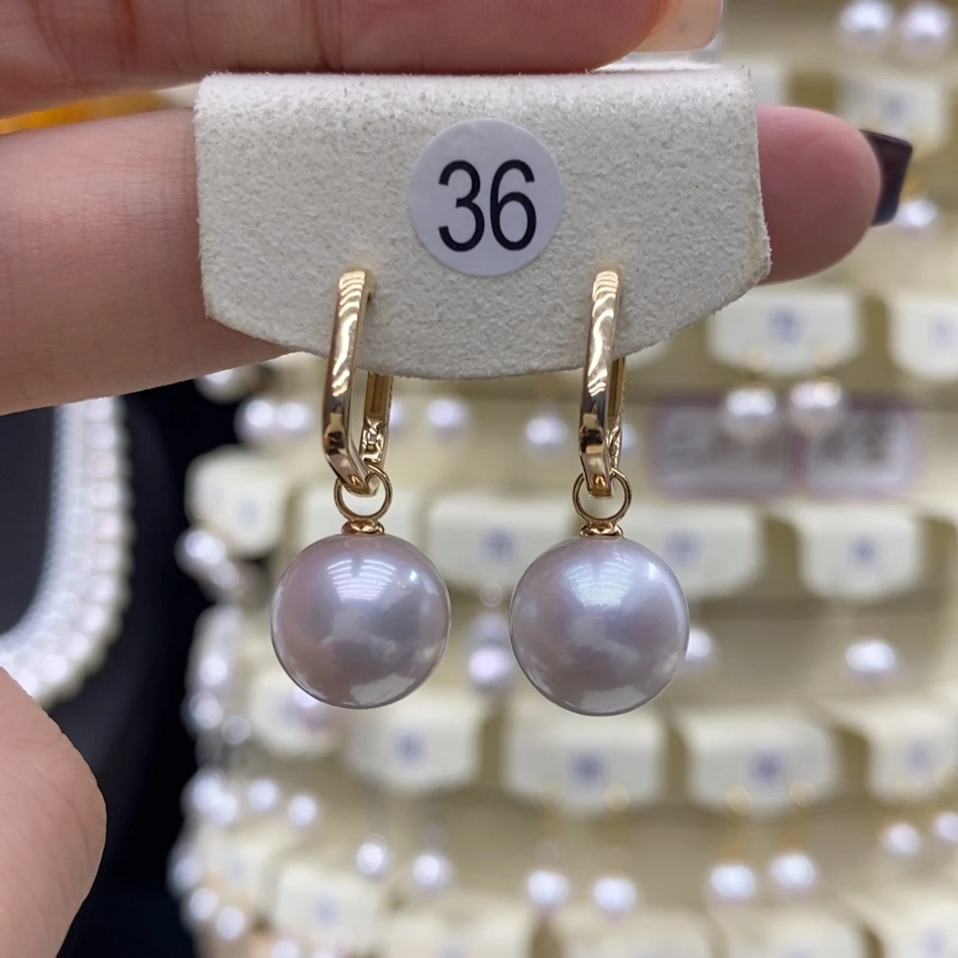 耳饰银S925镶嵌淡水珍珠