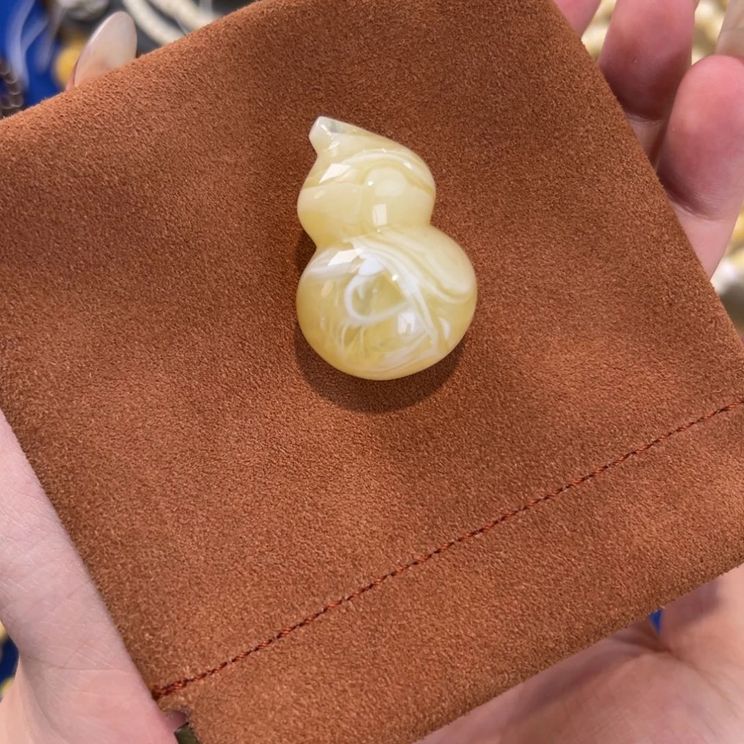 琥珀未镶嵌手链拉丝荧光葫芦13.3g