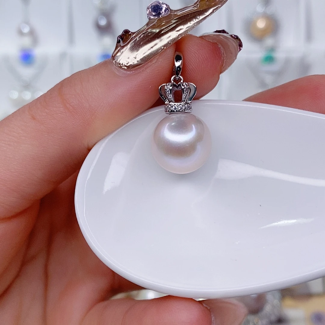 淡水珍珠银S925镶嵌吊坠(赠链)