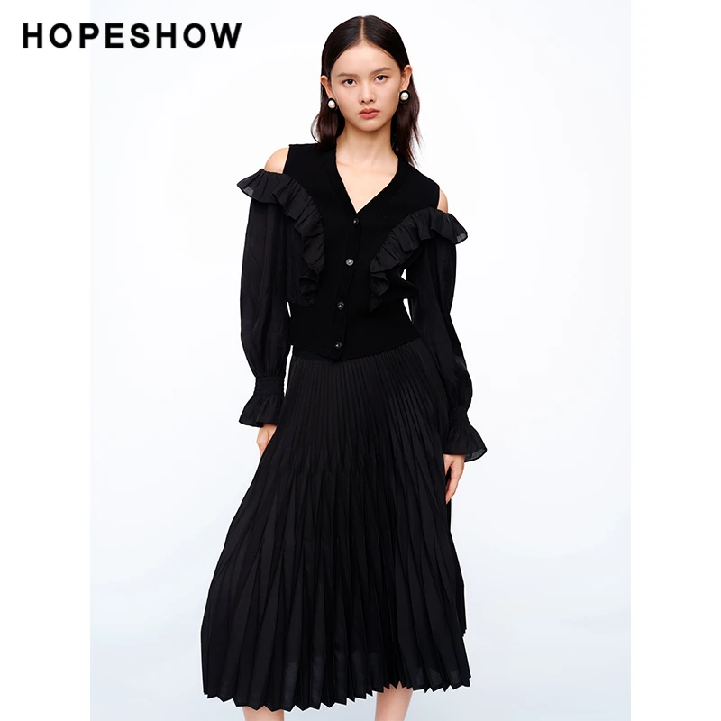 【芋总专属】红袖商场同款HOPESHOW露肩针织开衫89224050112