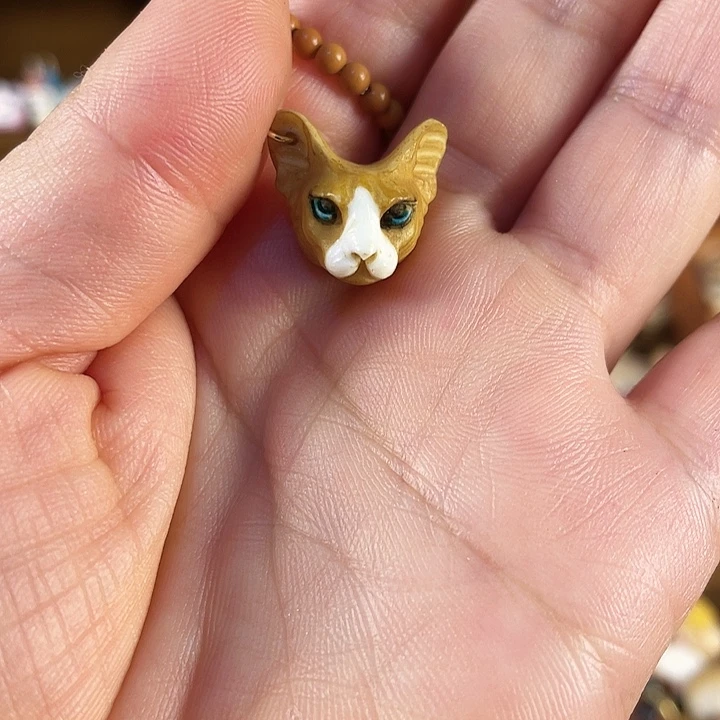 无事牌非洲檀香耳环猫头