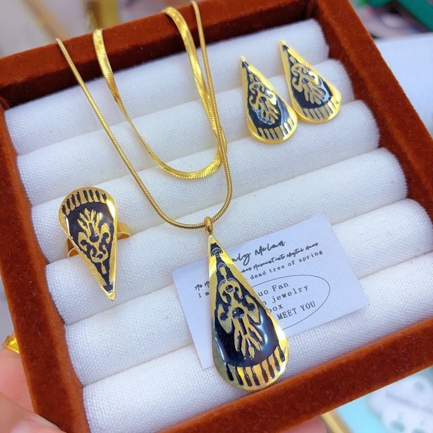 钛钢项链 钛钢时尚三件套511-9-4气质百搭古风简约经典复古小众