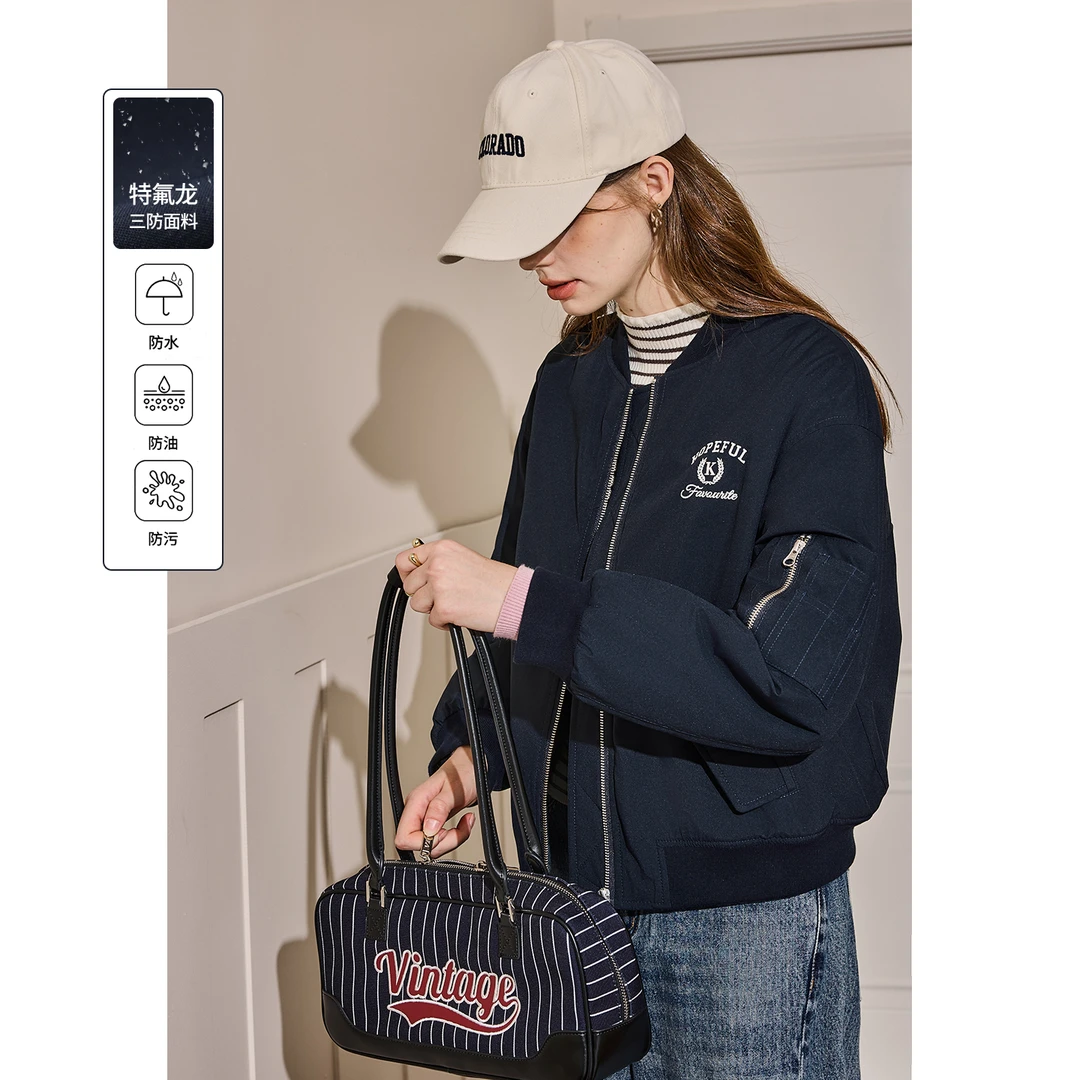 【三防面料】库恩玛维美式学院风棉服女2025年冬季新款棒球服棉衣