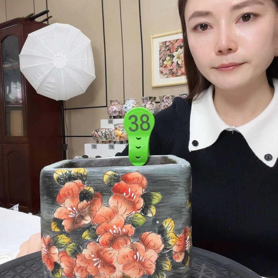 手绘陶瓷花盆口10.5