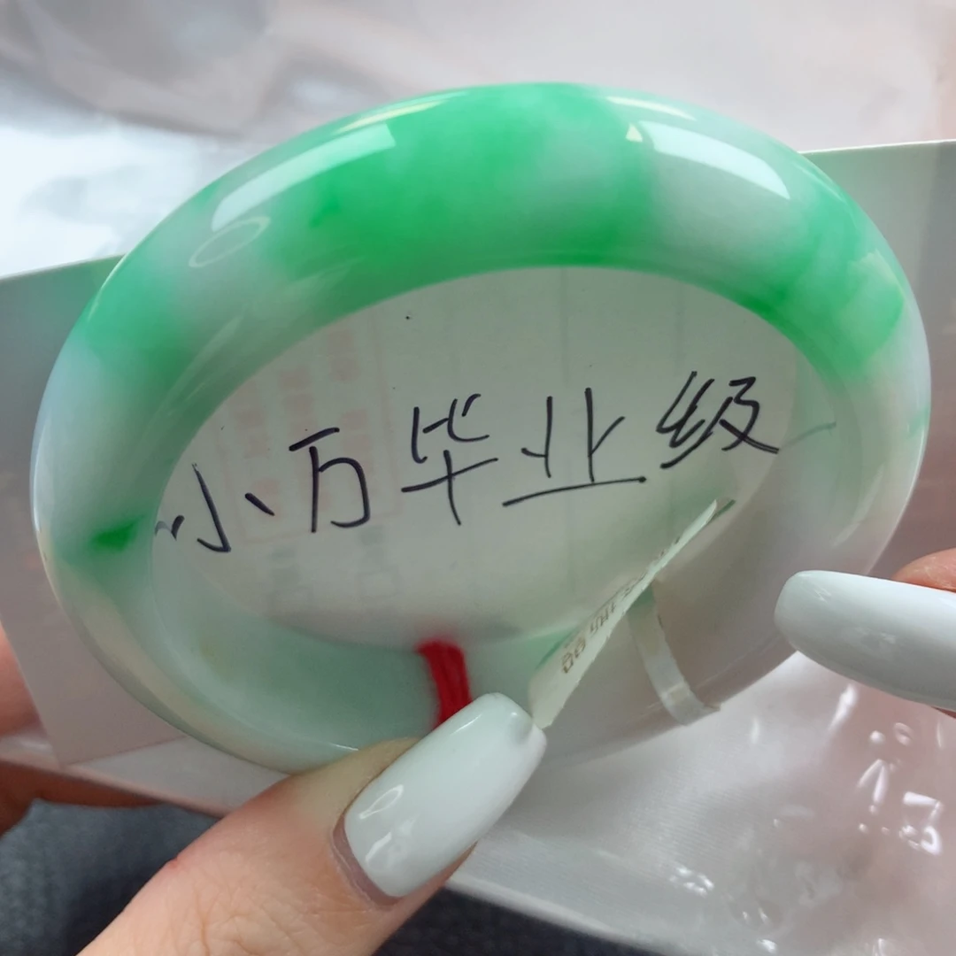 未镶嵌手镯翡翠白底青小万毕业款53