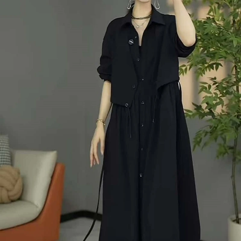 A746【连衣裙】2025早秋新款高端轻奢欧版洋气宽松休闲优雅连衣裙