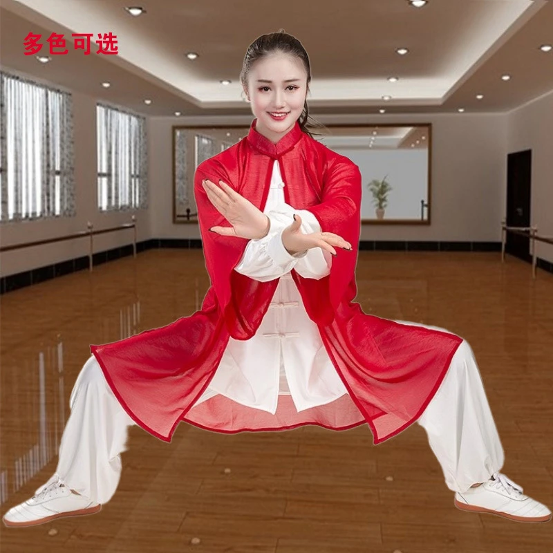 新款太极服女披肩纱中国风太极拳比赛武术功夫表演服春夏季新款