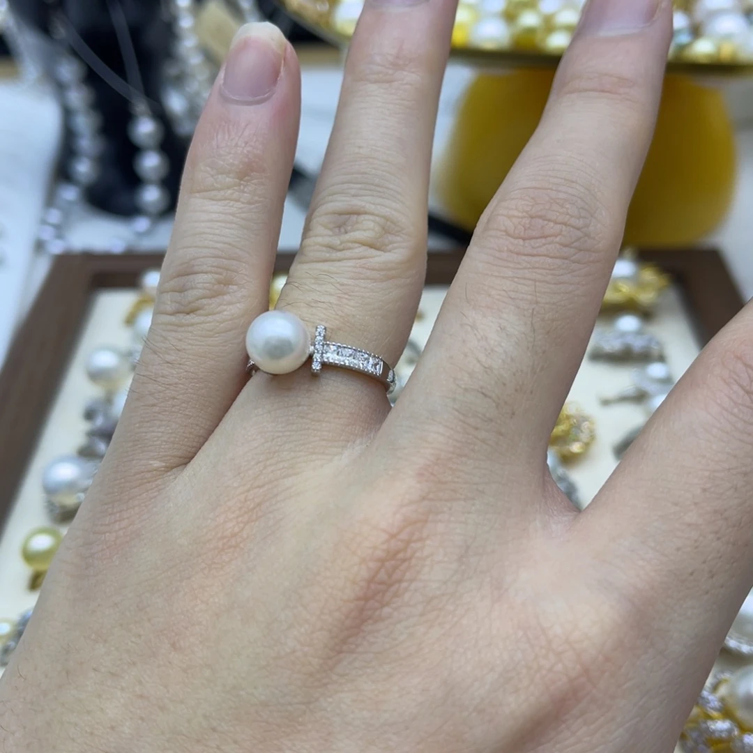 海水珍珠戒指银S925镶嵌
