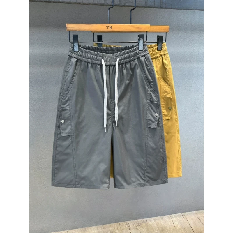 深灰色户外凉感速干七分裤男士夏季薄款休闲裤宽松直筒工装裤子男