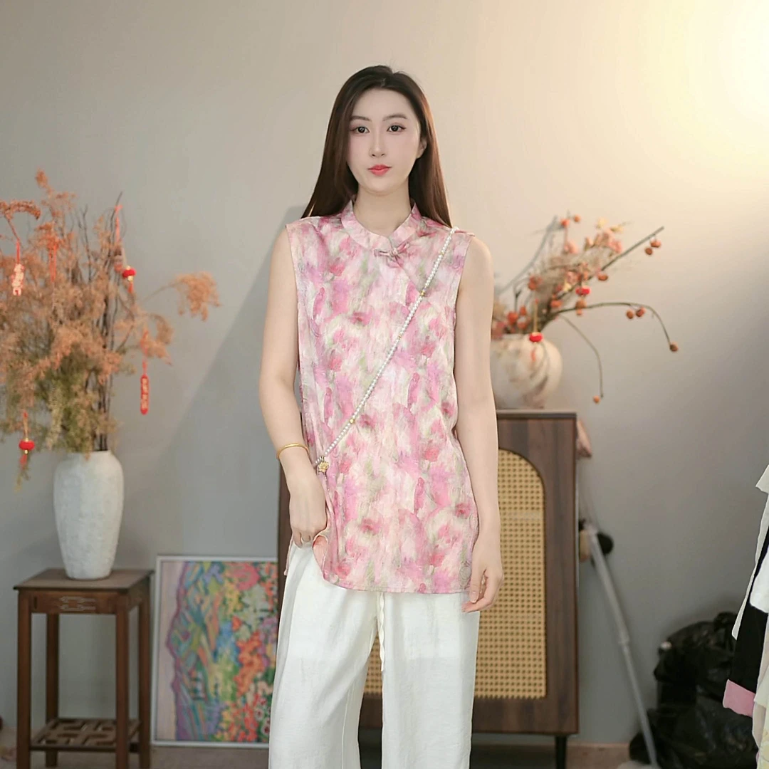 【9106】时尚套装民族风印花中国风复古女装时尚新中式上衣