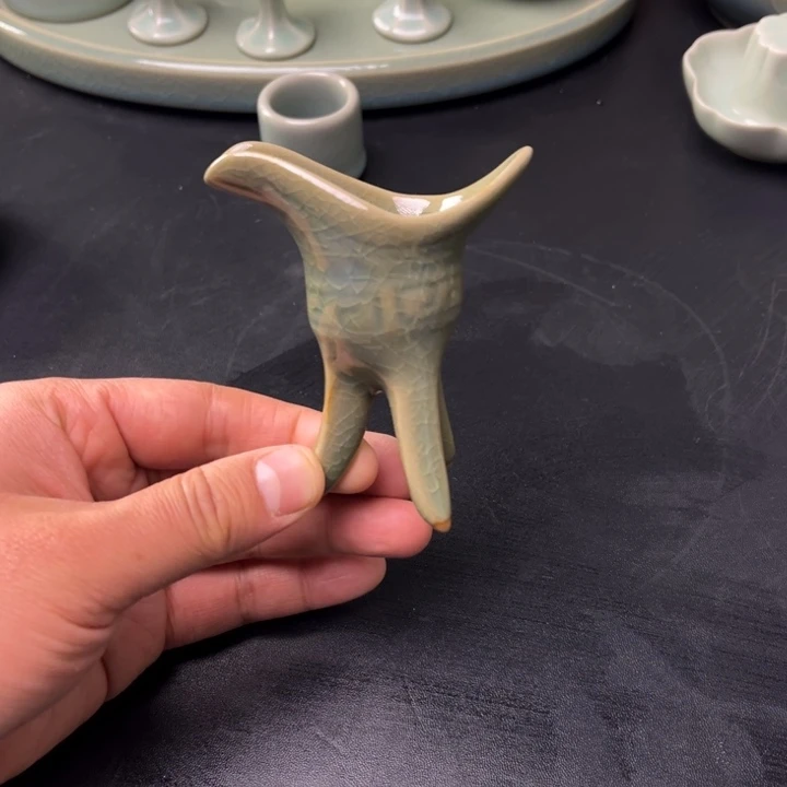 摆件酒爵天蓝汝瓷