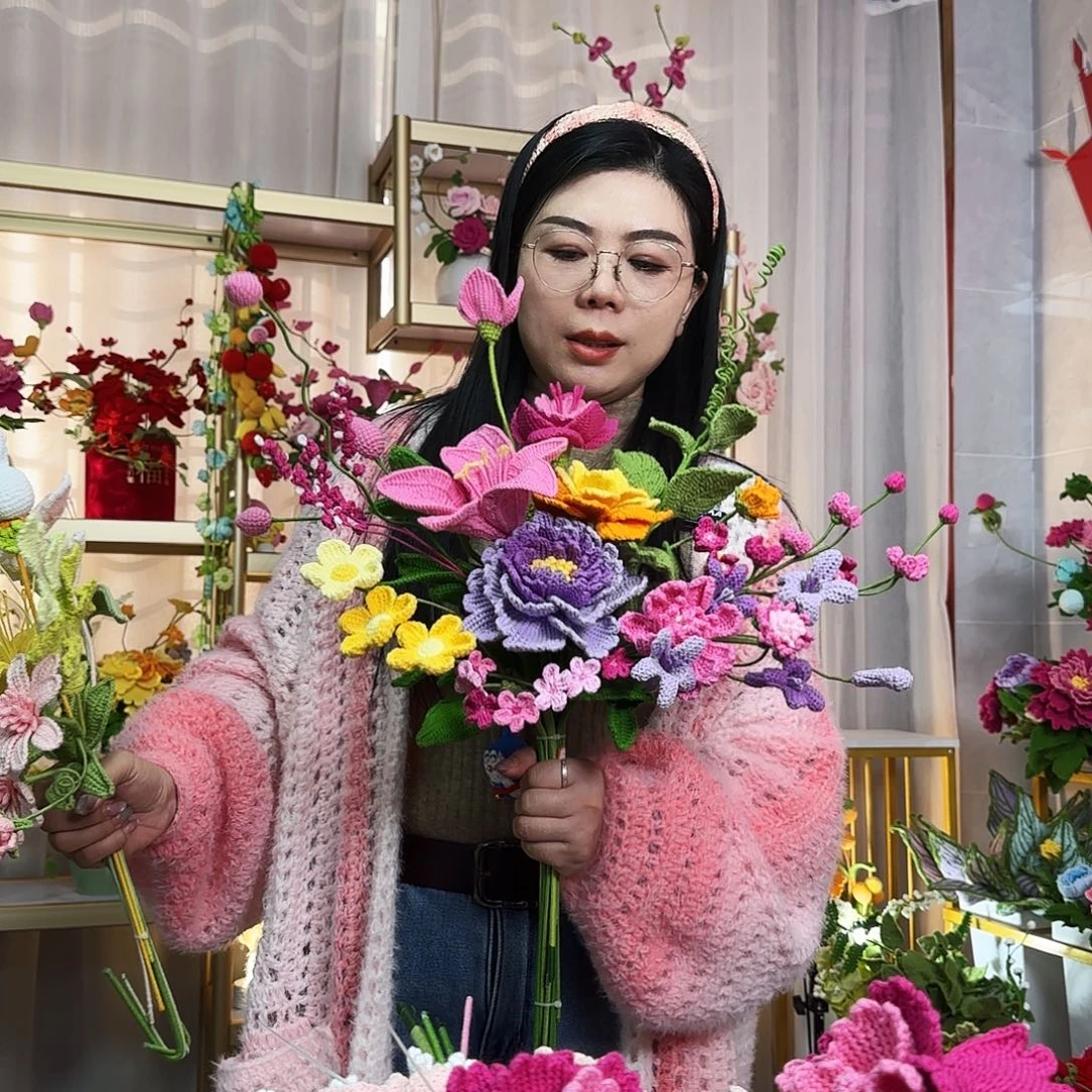 纯手工钩织手工钩织设计花束