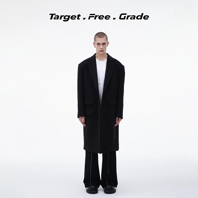 【侯明昊同款】TFG轻奢高级感商务秀场中性穿搭宽肩羊毛西装大衣