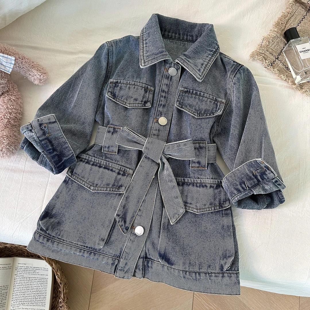 2025新款短袖牛仔连衣裙儿童春季新款软牛仔裙子复古CL5609