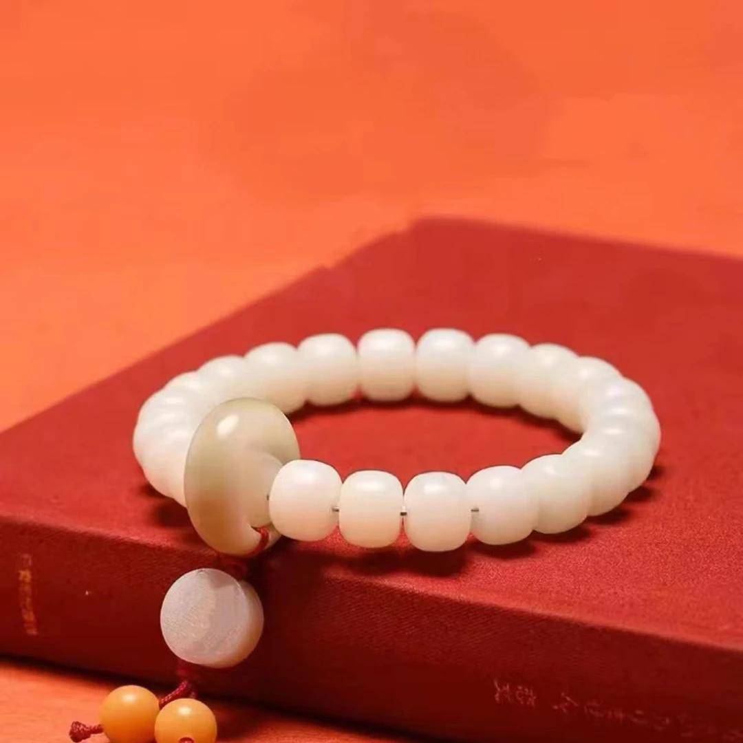 白玉菩提奶白色单圈新中式手串送礼安安