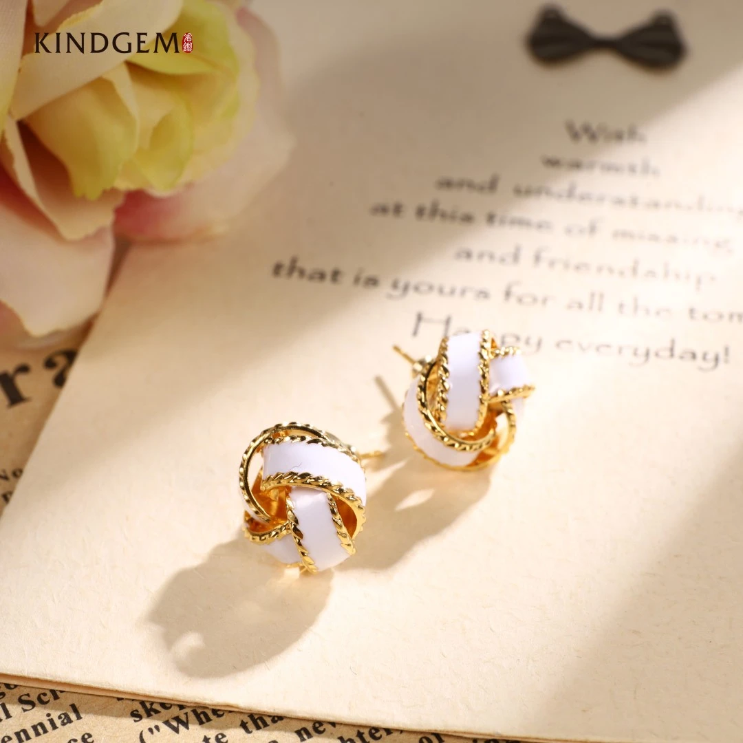 铜合金珐琅耳饰 法式复古个性不规则轻奢耳环  CZ244XIPC-27920