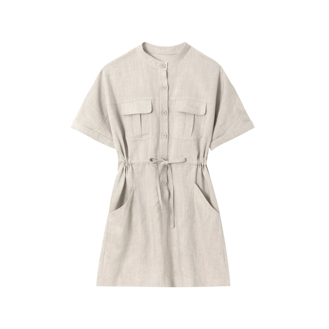 【小L家】Hu million/21高支法式慵懒亚麻连衣裙文艺复古感 QL-542