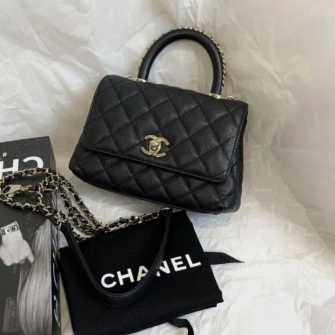 99新 Chanel/香奈儿 壹臻/ 23A黑金手柄handle mini/43418737