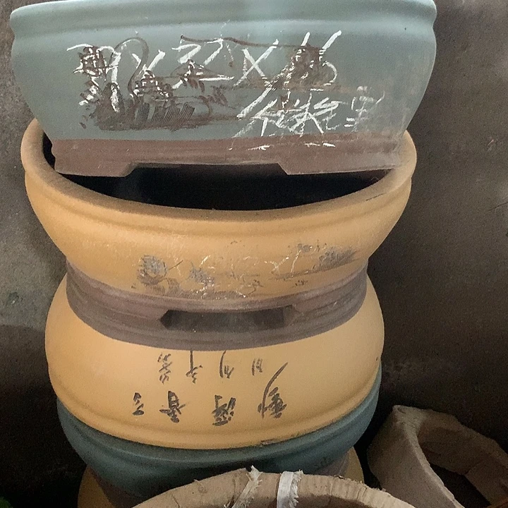紫砂花盆紫砂微瑕处理椭圆盆