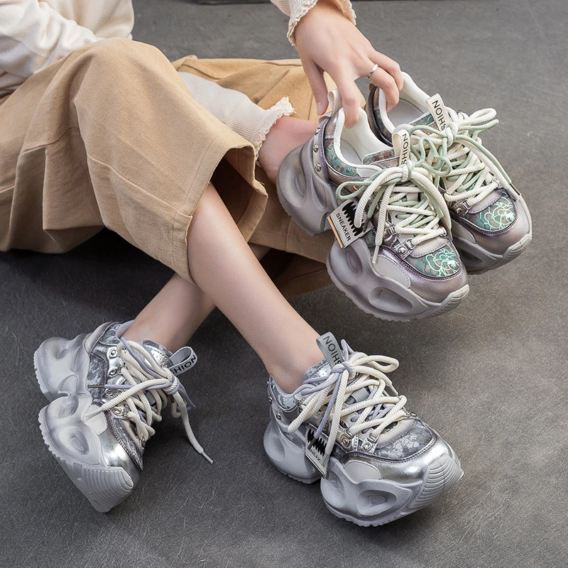 【恩祈新款（跟高6厘米-四季款）】2025春季新款复古老爹鞋运动风女鞋