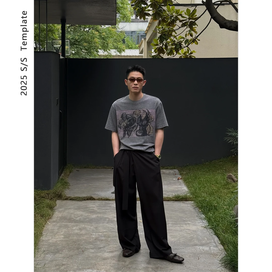 DUPU “触动夏日”220g碳笔手绘花卉主题廓形短袖TEE