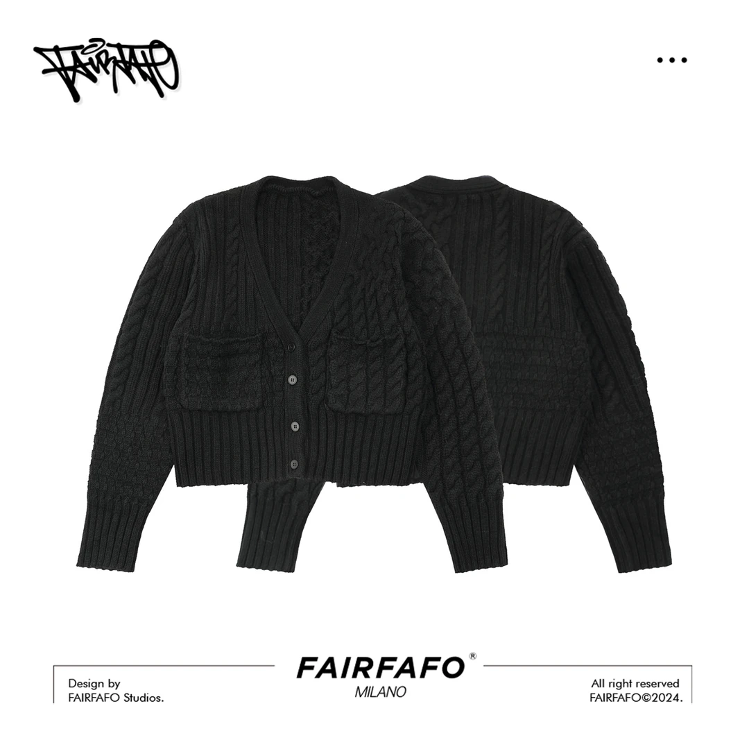 FAIRFAFO林肉肉【日系复古毛衣】XG24MY779气质时尚短款开衫毛衣