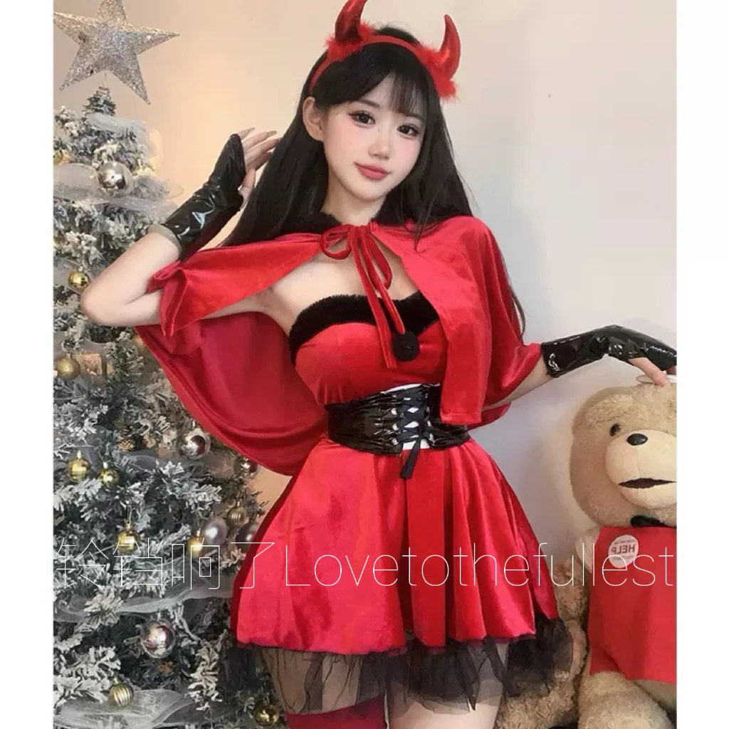 铃铛响了：小恶魔！圣诞款红色服饰连衣裙辣妹性感服装暗黑