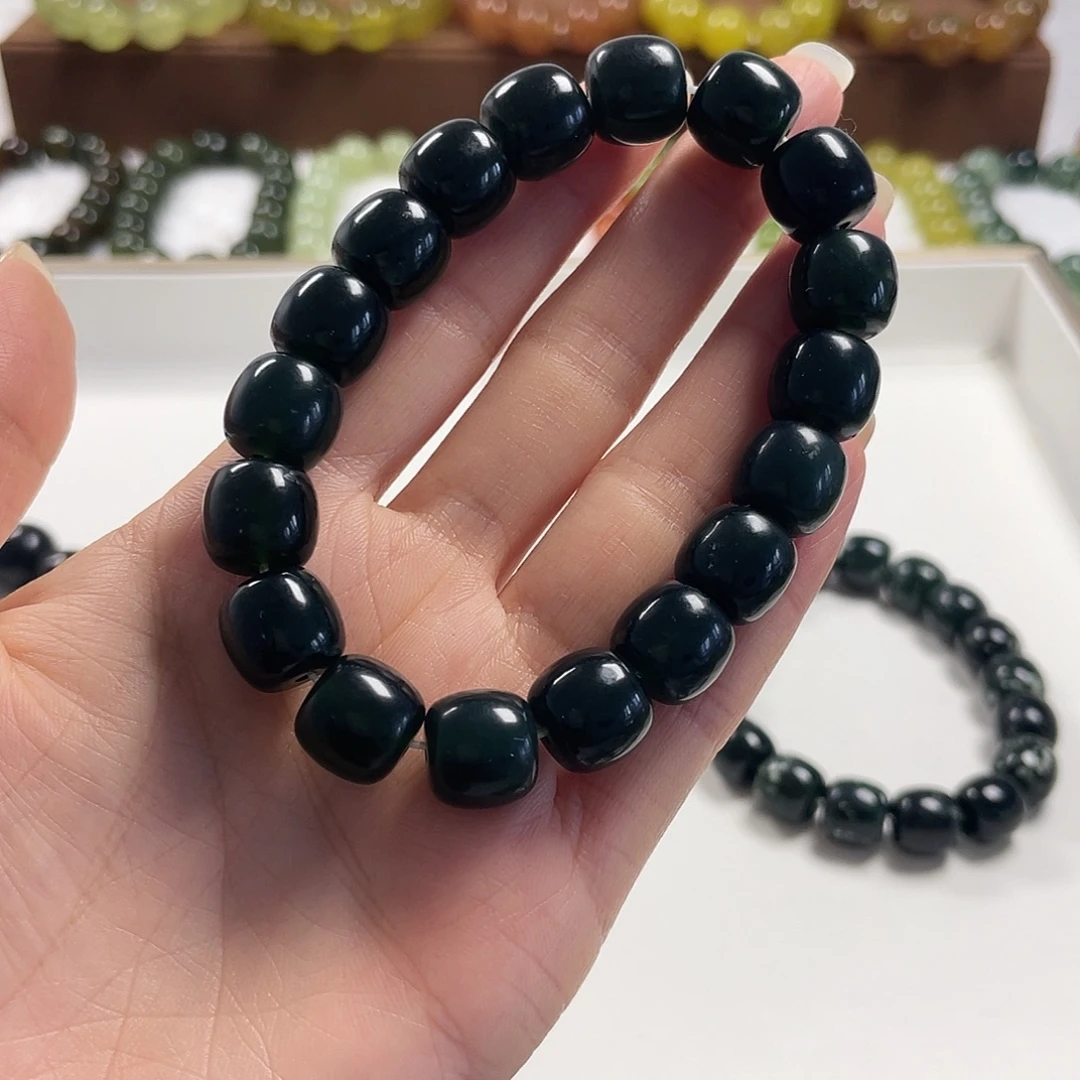 大***麻蛇纹石玉未镶嵌手串