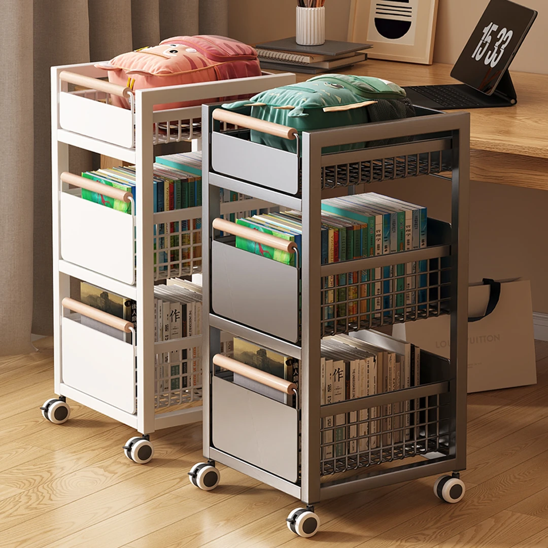 桌下书本置物架可移动小推车多层书本放置神器学生收纳架带轮书架