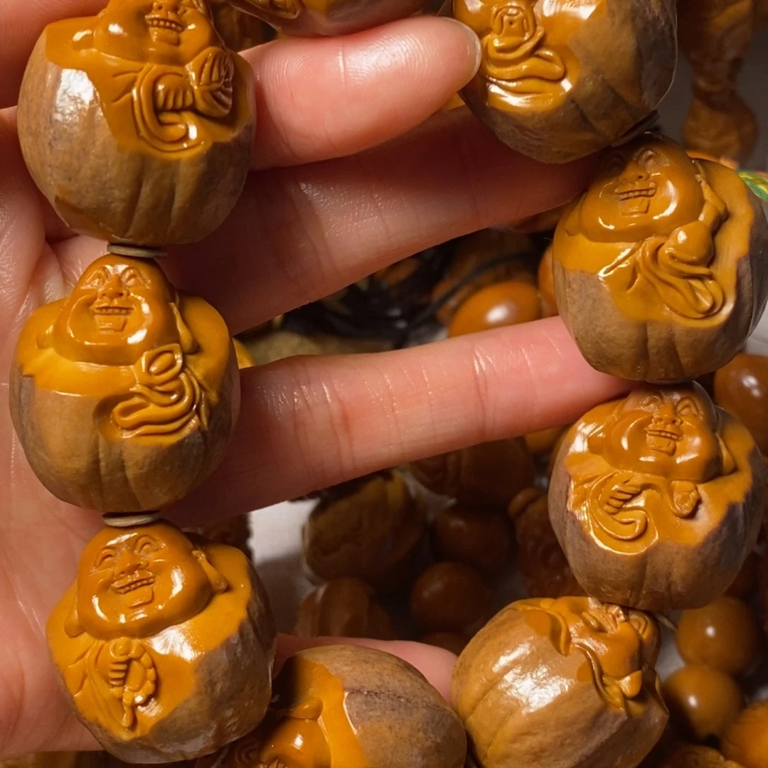 大***8橄榄核手串/手链精品包衣大弥勒