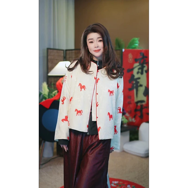 杯子家《马上有钱蚕丝棉外套》新中式国风新年氛围棉衣