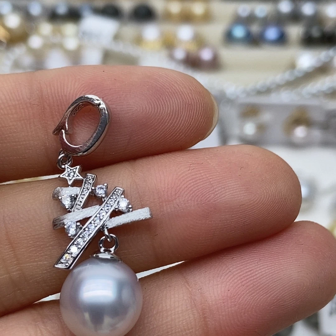 吊坠(不含链)银S925镶嵌海水珍珠