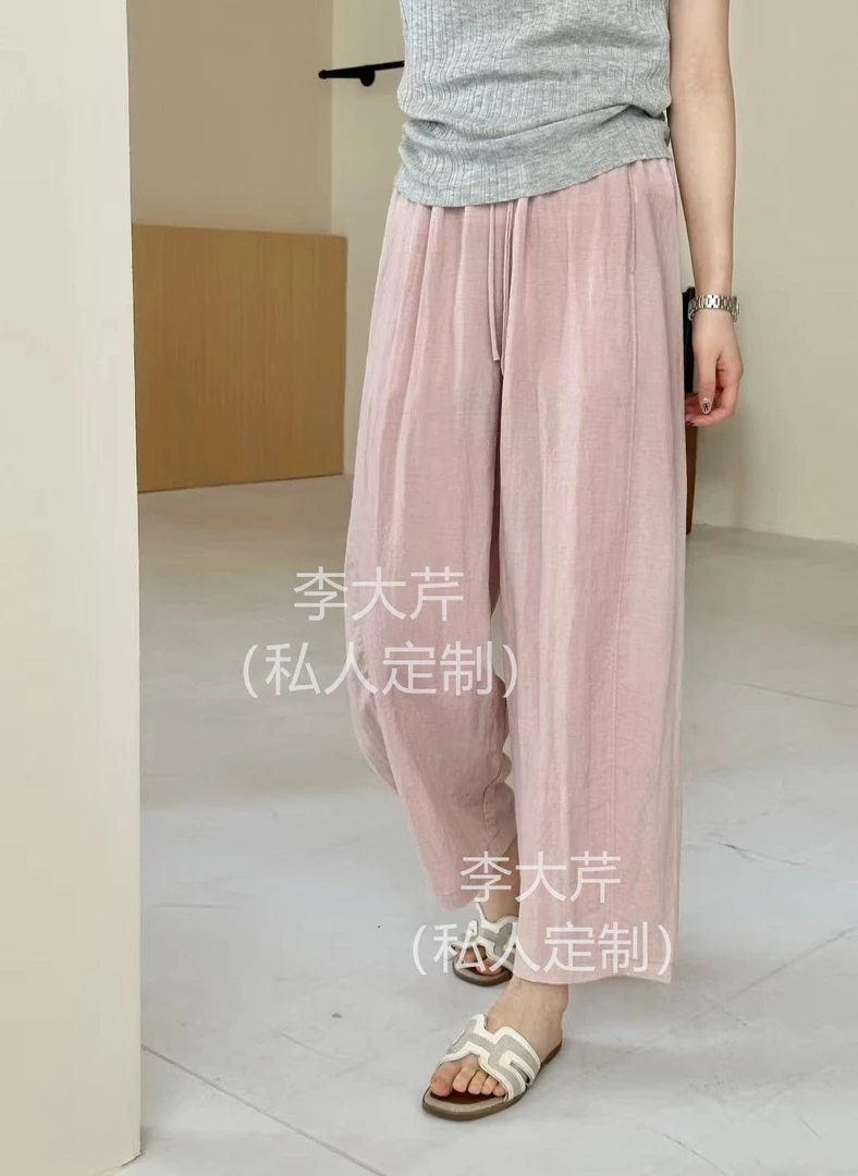 莱赛尔弯刀亚麻九分裤  夏季轻薄简约休闲透气阔腿宽松休闲裤