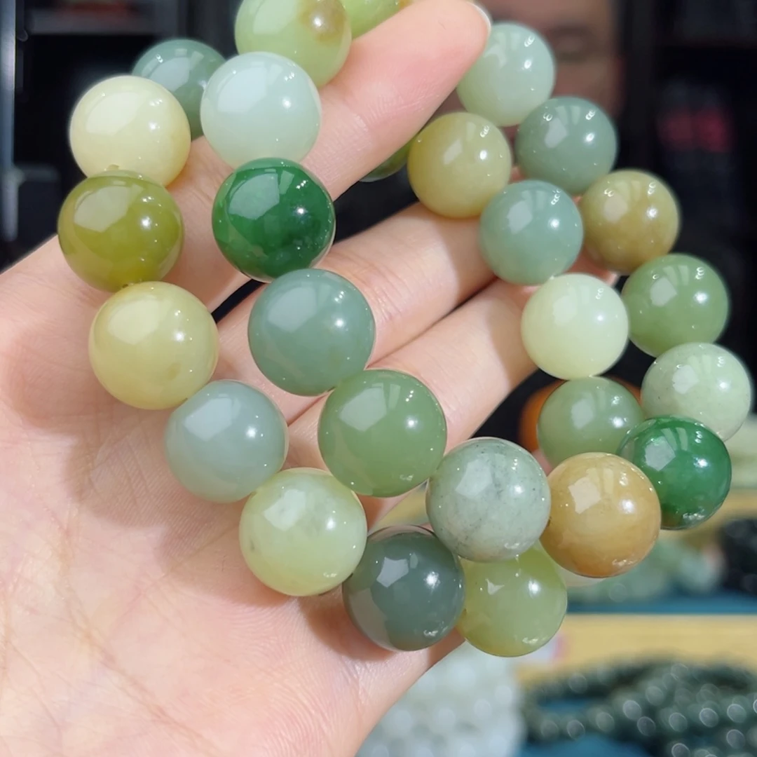 和田玉手链未镶嵌手串纯天然新疆和田多宝14mm多样性拍一发一