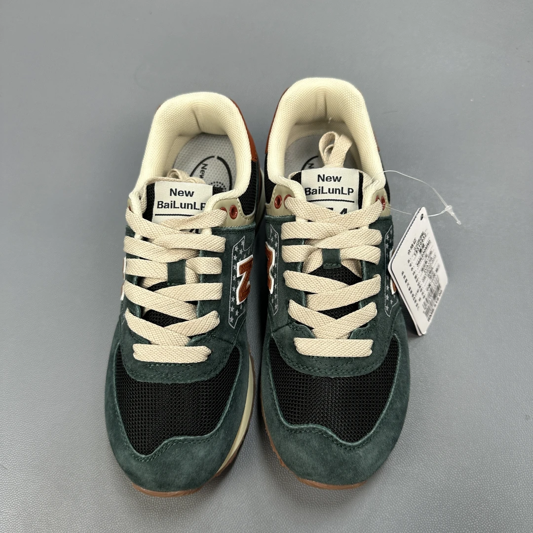 时尚女皮革拼接跑步鞋低帮多彩白色慢跑鞋女款跑鞋复古拼色