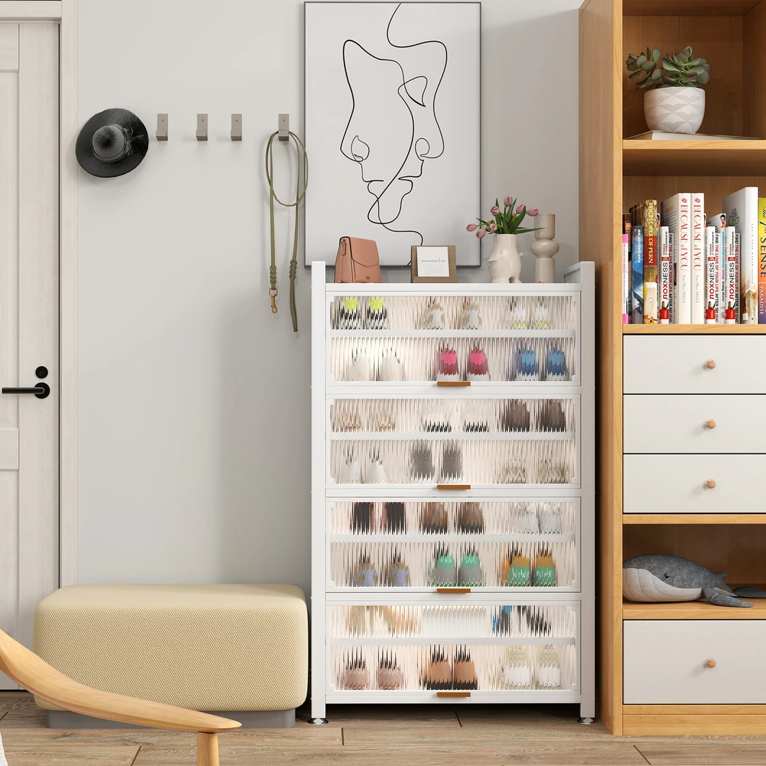 钢制鞋柜防尘入户家用门口玄关柜新爆款大容量铁艺上翻门多层鞋架