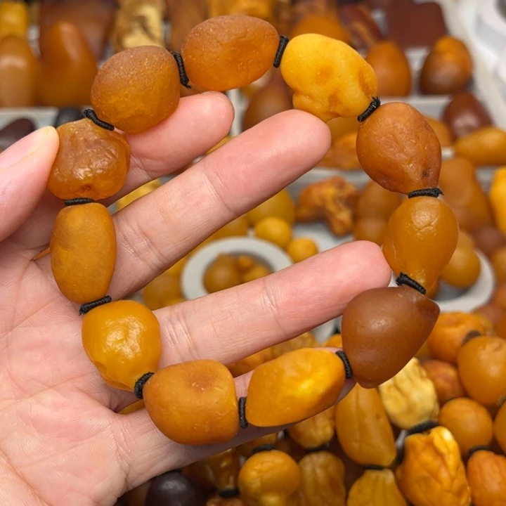 琥珀未镶嵌裸石天然蜜蜡手串