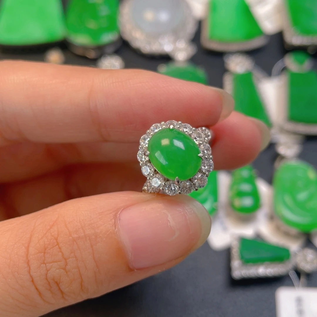 翡翠银S925镶嵌吊坠(不含链)