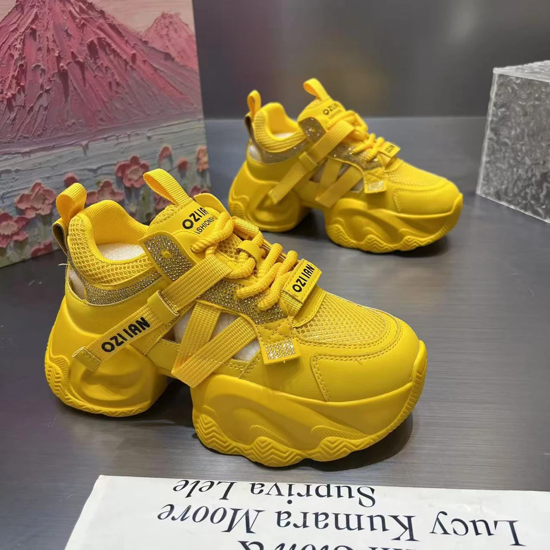 【YYQ】欧货拼色老爹鞋女夏季百搭透网休闲鞋2025新款鞋