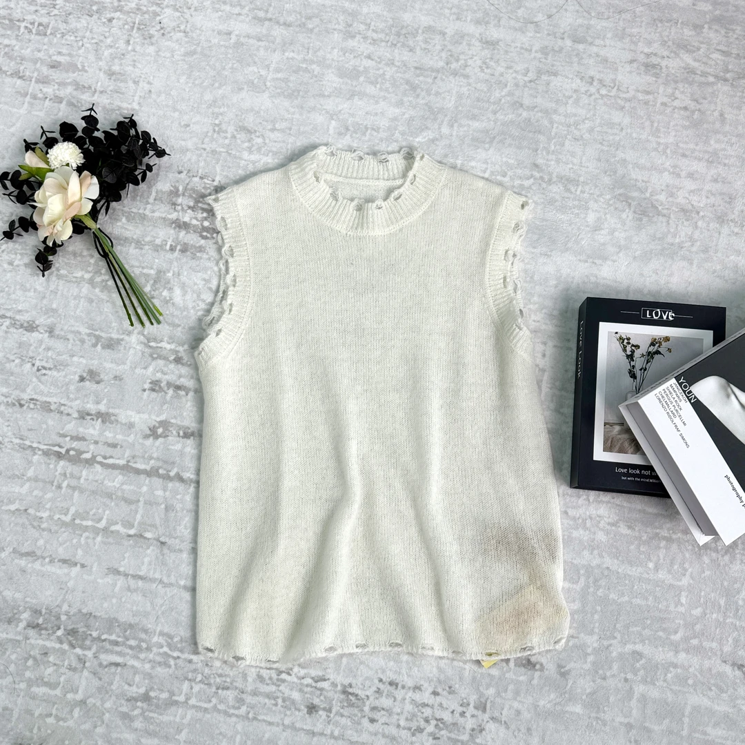 【朵朵羊绒】轻奢241059-100山羊绒简约百搭针织背心