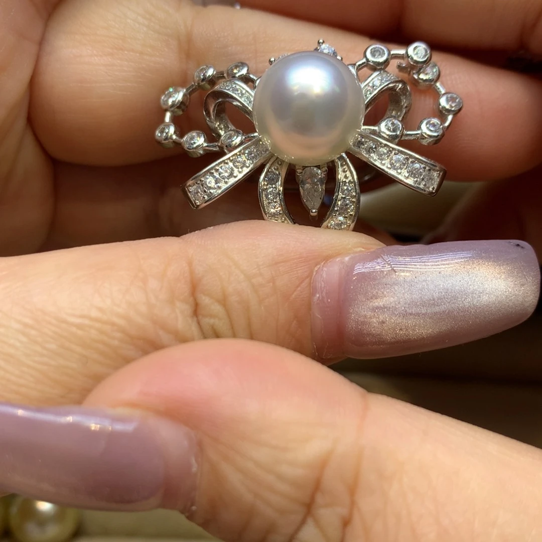 银S925镶嵌戒指海水珍珠