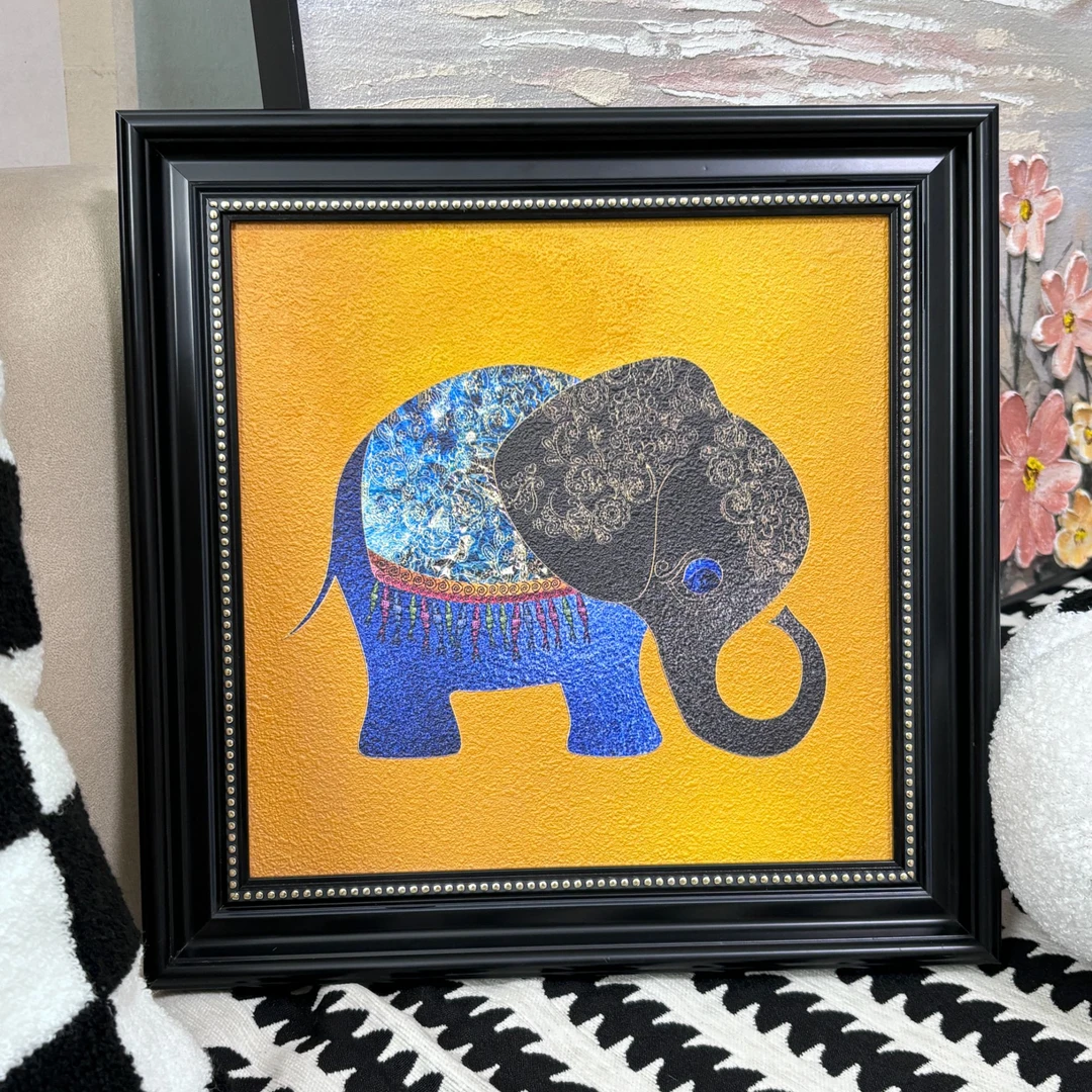 小象装饰画入户门正对墙美式玄关挂画客厅餐厅走廊过道油画高级感