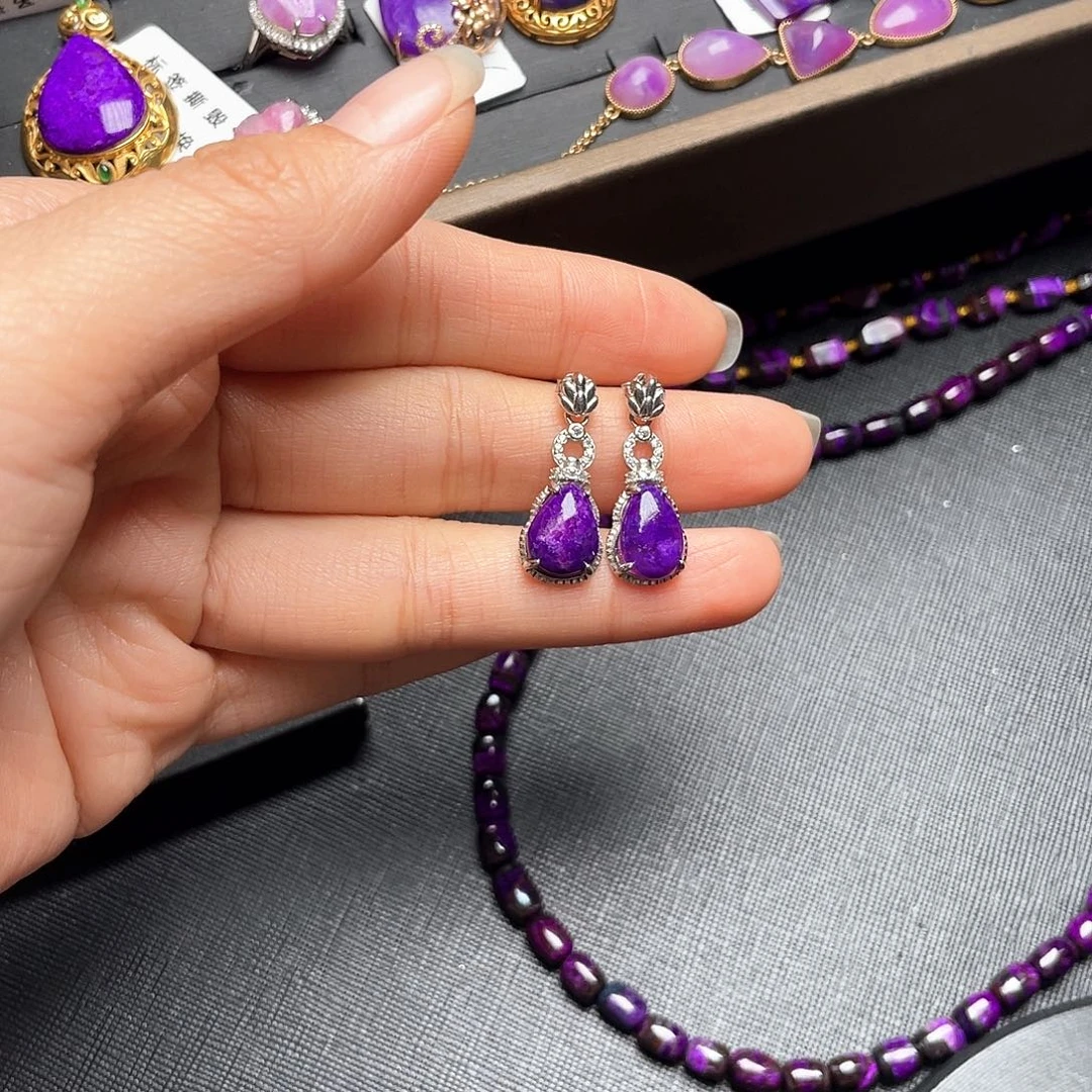 苏纪石（舒俱来）银S925镶嵌耳环