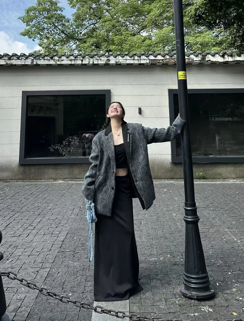 百搭时尚休闲设计感显瘦显白毛呢外套11800