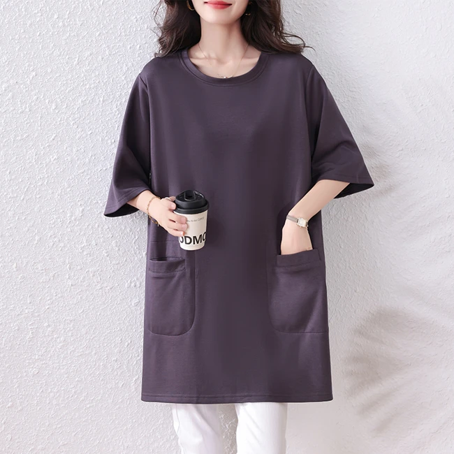 2025年夏装新款时尚简约宽松型胖MM洋气T恤气质显瘦休闲大码上衣