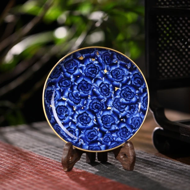 洪印慕明黑金月季壶承