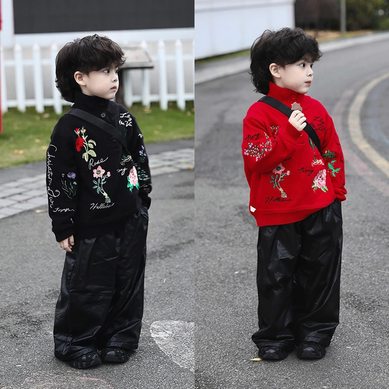 【现货】Jimmy妈童品 花开富贵 冬季儿童高领万满身针刺绣针织毛衣