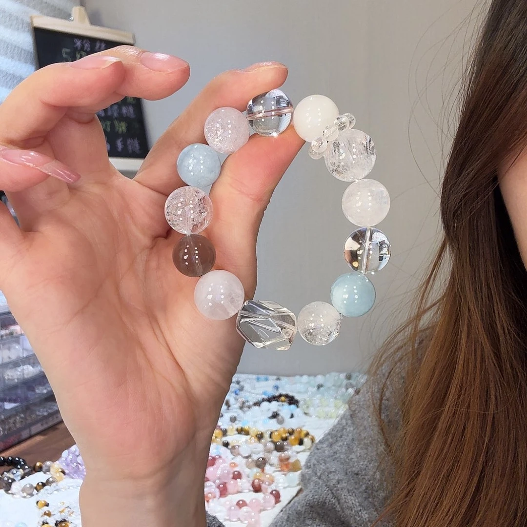 银S925镶嵌烟晶手链