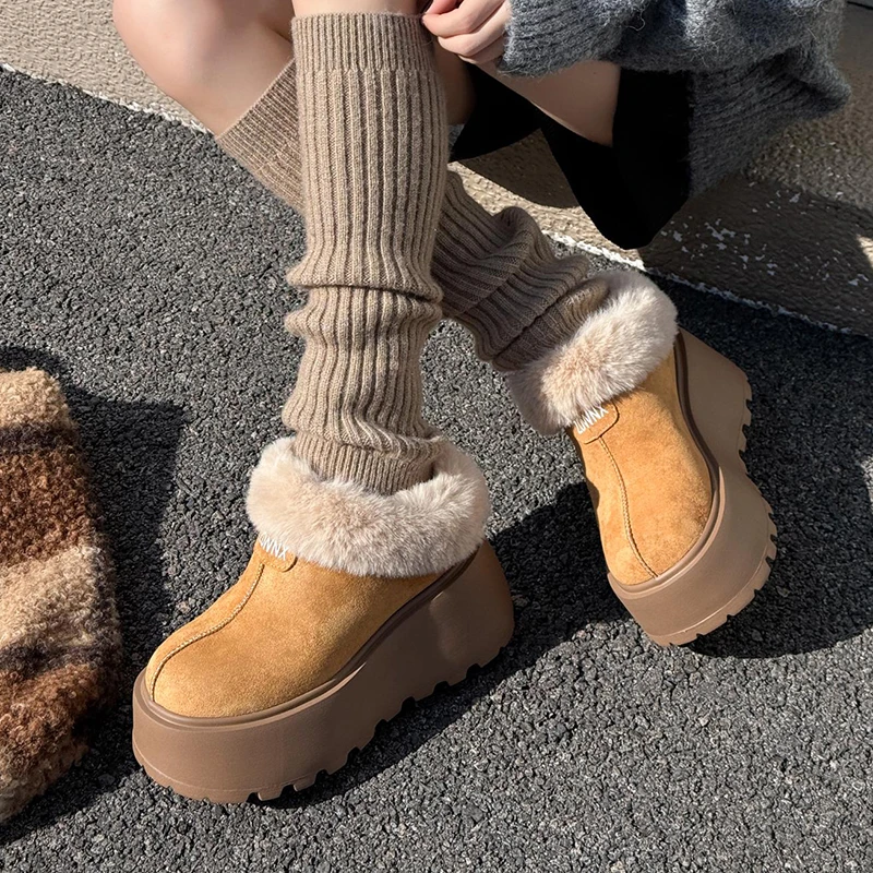 平增高9CM2024秋冬包跟保暖厚底休闲毛毛雪地靴女 6091-1（二）