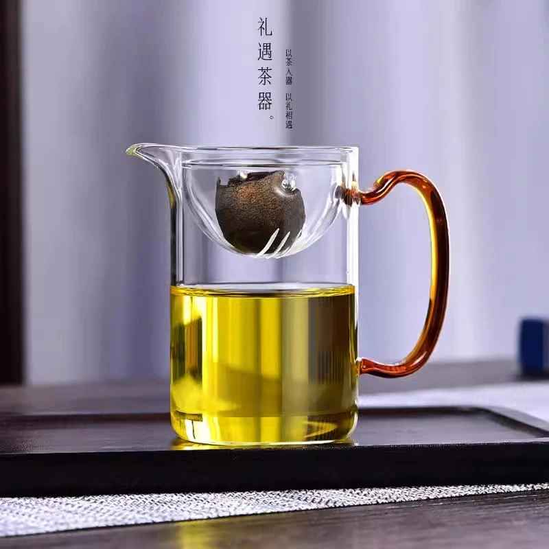 小青柑专用泡茶壶逍遥壶侧木把玻璃杯一体茶漏一体公道杯家用茶具